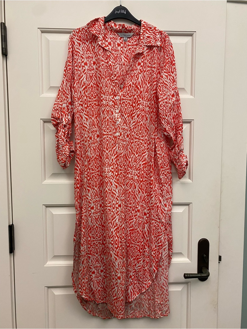 Orange Printed Button-Front Women’s Dress